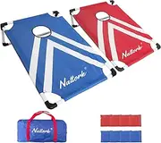 BASYNOL Portable Cornhole Set with 2 Collapsible Cornhole Boards, 8 Cornhole Bean Bags and Carrying Case for Yard Toss Game, Indoor Outdoor Camping Games for Adults Family (3 x 2-feet)