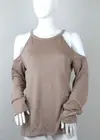 Women's Long Sleeve Could Shoulder Blouse Size 6 SHEIN Color Mocha NWT