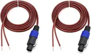 Aswalling 2Pcs Speakon Speaker Cable Bare Wire Open End Cable Speakon to Speaker Wire Audio Cord