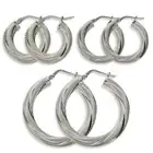 STERLING SILVER HOOP EARRINGS ROUND CREOLE TWISTED SATIN TUBE SLEEPERS PIERCED