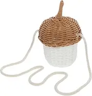 [MOBUTOFU] Pine Cone Small Shoulder Bag Handwoven Tote Bag Woven Purse Bag Woven Basket Bags Handwoven Crossbody Bag Chic Crossbody Handbag Wall Hanging Basket Retro Storage Container Pp