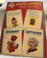 Vintage Complete Card Games Lowe Old Maid Rummy Authors Fortune Telling in Book