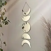 Moon Cycle Wall Decor | Acrylic Decorative Moon Phase Mirror Boho Wall Hanging | Bohemian Decor for Bedroom |Preppy Aesthetic Mirror Decorations for Living Room Moon Phases Art | Gold Wall Decor