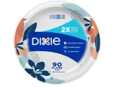 Dixie Paper Plates, Dinner Size Printed Disposable Plate 90 Count, (8 1/2 inch)