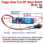 Adjustable Delay Turn OFF Switch Timing Timer Board Time Relay Module 1~10s