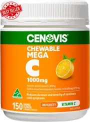 Mega C 1000Mg Tablets 150 Orange Flavour- High Strength Vitamin C-Reduces Severi