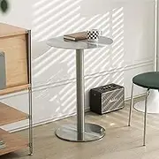 Modern Round Table - High Bar Table Coffee Table, Soft Backrest Stainless Steel Furniture Base Pedestal Table Small Sofa End Table Home Decor Bedside Table(50x75cm/1.6x2.5ft)