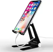 Tablet Stand Holder Aluminum Alloy Tablet Rotatable Holder for ipad Air Mini 1/2/3/4 pro 9.7 10.5 12.9 Foldable Cell Phone Adjustable Stand Support,Black