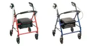 Drive Medical Steel Rollator Walker With 4 Wheels, Seat and Storage Bag