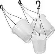 Kisangel 3 Sets Hanging Planter Self Watering Hanging Planter Plastic Planter with Drainage Hanging Wall Planters Iron