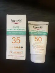 Lot of 2 Eucerin Sensitive Mineral Face Tinted Sunscreen SPF 35, 50 1.7 fl oz