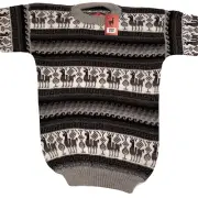 WOMEN HANDMADE ANDEAN ALPACA GRAY SWEATSHIRT SWEATER L