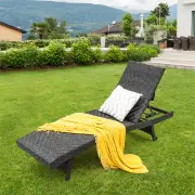 CostwayPadded Rattan Lounge Chair with 5-Level Adjustable Backrest for Patio