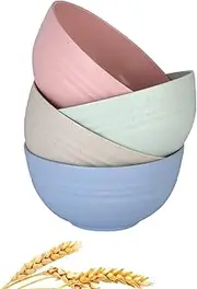 WANBY Lightweight Wheat Straw Cereal Bowls Unbreakable Dinner Dishes Bowl Set Dishwasher & Microwave Safe (Small 4 Pack 4.5')