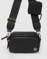 Black Amalia Webbing Crossbody Bag