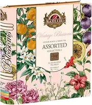 Basilur Vintage Blossom Tea Book - 32 Enveloped Tea Bags - 4 Exquisite Flavors of Ceylon Black teas and Green tes- Premium Gift Of Tea Assortment