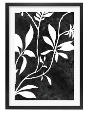[Profile Australia] Silhouette Branch Leaves Night Art Print A1 Frame in Black