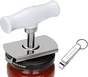 Kichwit Arthritis Jar Opener Stainless Steel Lids Off Jar Opener - Free Bottle Opener Keychain Included
