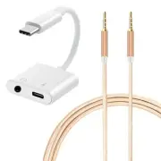 2in1 USB C to 3.5mm Adapter DAC Chip AUX Cable f Samsung Galaxy S20 Ultra G988U
