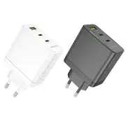 BOROFONE BN12 PD65W 3-Port USB PD Charger USB-A+2USB-C PD QC3.0 Fast Charging Wall Charger Adapter EU Plug for iPhone 15