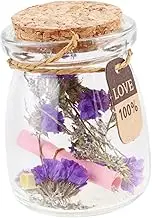 CORHAD Creative Glass Wish Bottle with Cork Lid Assorted Flowers Decorative Jar for Messages Candy and for Weddings and Parties