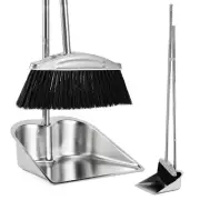 Broom with Dustpan Combo Set, 46" Stainless Steel Broom and Dustpan Set for H...