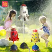 Flying Rocket Launcher Sprinkler, Rotating Spray, Kids Outdoor Water Splashing