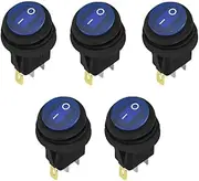 LALOCAPEYO 5PCS Round Toggle LED Switch 12V 20A 3-pin Car Truck Rocker On-Off for Auto Truck Boat Marine Off-Road Vehicle (Blue)
