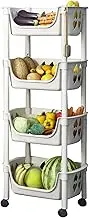 Kitchen Storage Shelf Multi Tier Mobile Toy Snack Fruit Vegetable Utility Cart Shelving Unit for Kitchen Bathroom (4 Layers with Wheels)