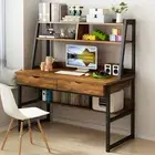 Enterprise Large Computer Desk Workstation with Shelves & Drawers (Rustic)