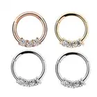 Segment Ring CZ Gem Nipple Nose Clicker with Triple Hinged Hoop Piercing Septum
