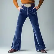 Retro Vintage 1970s Trousers Bell Bottom Pants Hippie Disco Solid Color Men's Halloween Carnival Party Dailywear Pride Parade Adults' Pants