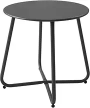 Meluvici Patio Small Side Table Waterproof Round Metal Steel Side Table Weather Resistant Portable Outdoor and Indoor End Table for Garden Balcony Yard, Black