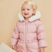 在飛比找ETMall東森購物網優惠-女寶寶粉色保暖兒童外套羽絨服