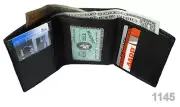 Black Genuine Leather Men's Trifold Wallet Credit Card ID Holder Front Pocket