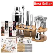 Complete Bartender Kit with Bamboo Stand - Chic Mixology Essentials Gift Set