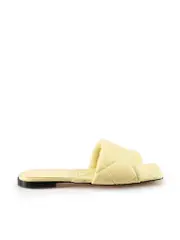 Canary Yellow Quilted Flat Sandals