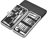 Nail Clippers Set 19PCS Hand Care Tools Beveled Nail Clippers Set Complete Set Nail Clippers Pedicure Tools Nail Clippers Manicure Set(Black)