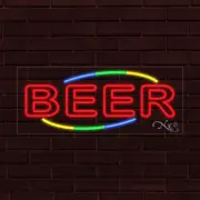 NEW "BEER" w/COLOR BORDER 30x12x1 INCH LED FLEX WINDOW/WALL INDOOR SIGN 30741