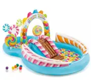 Intex 9ft x 6ft x 51in Kids Inflatable Candy Zone Play Center Pool w/ Waterslide