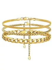 Gold Ankle Bracelets Sets for Women, Stainless Steel Wheat Chain Anklets for ...