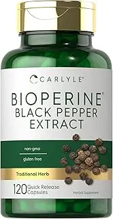 Carlyle Bioperine 10mg 120 Capsules, Non-GMO, Gluten Free - Sourced from Black Pepper Extract, Supports Curcumin Powder Absorption