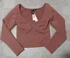 Victoria's Secret Knit Cropped Crop Jersey Top Shirt Underwire Size XS Mauve