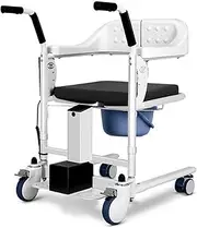 YVYKFZD Electric Patient Lift Transfer Chair, 4 in 1 Transport Wheelchair, Portable Patient Lift Wheelchair with 180° Split Seat, Load 529 Lbs