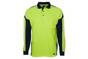 JB's Mens Arm Panel Hi-vis Polo Work Shirt 6AP4L - Lime/Navy