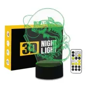 Bubble Fish 3D Optical Illusion Lamp 7 Colors Change Timing Remote Control an...