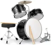 Kids Drum Set, 3-Piece Junior Beginners Drum Kit with Throne Stool, Bass Drum Pe