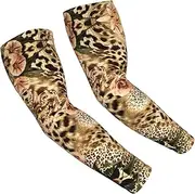 [FSCEV] Striped Leopard Sun Protection Arm Sleeves Outdoor Essentials Cooling Compression Golf Hiking Cycling