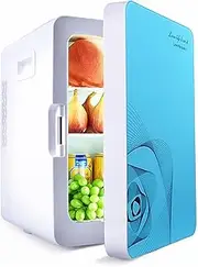 20L Mini Fridge Table Top Refrigerator Electric Reefer Portable Small Fridge Food Heater & Beverage Cooler For Car/Camping/Travel AC+DC Power Compatibility(Blue)
