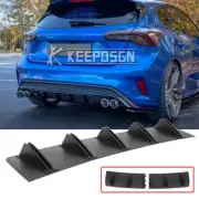 Rear Bumper Spoiler Diffuser Lower Shark Fin Splitter Matte For Ford Focus ST RS (for: Ford)